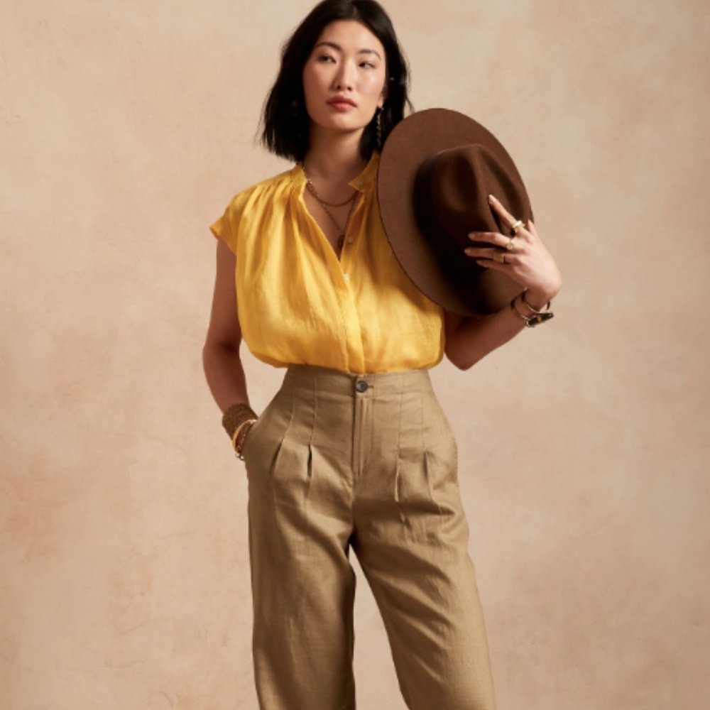 Black Linen wide-leg pants